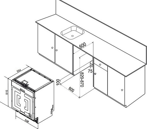 Встраиваемая посудомоечная машина Weissgauff BDW 6038 Touch Inverter Autoopen Infolight