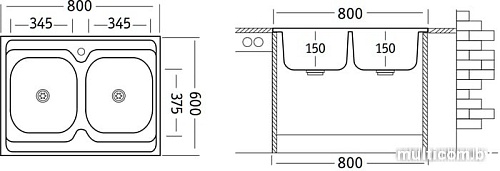 Кухонная мойка Ukinox Стандарт STM800.600 20--5C 3C