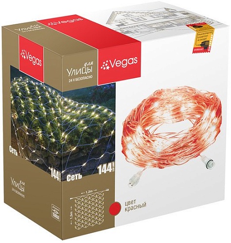 Световая сетка Vegas 55033 144 LED (красный)