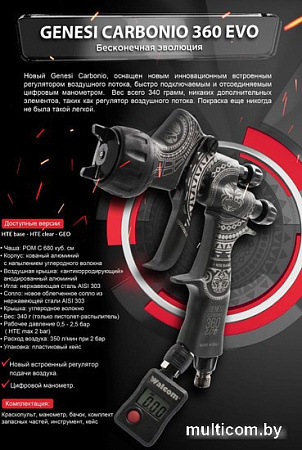 Краскопульт Walcom Carbonio Evo Hte Clear 963013ECM