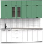 Готовая кухня Интермебель Лион-8 2.4м (мята софт/белый софт/лунный камень)