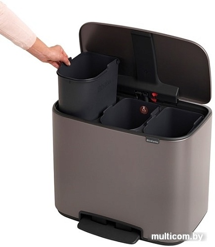 Brabantia Bo Pedal Bin 3 x 11л (платиновый)