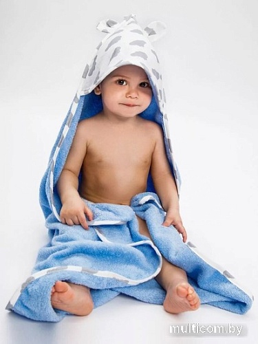 Полотенце с капюшоном Amarobaby Cute Love Облака AMARO-54CL-OG (серый/голубой)