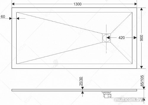 Душевой поддон RGW ST-0139W 130х90