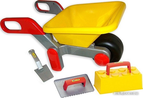 Тачка игрушечная Полесье №4 с набором каменщика №2 42064