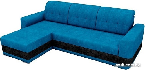Угловой диван Mebelico Честер 61106 (левый, велюр, голубой/черный)