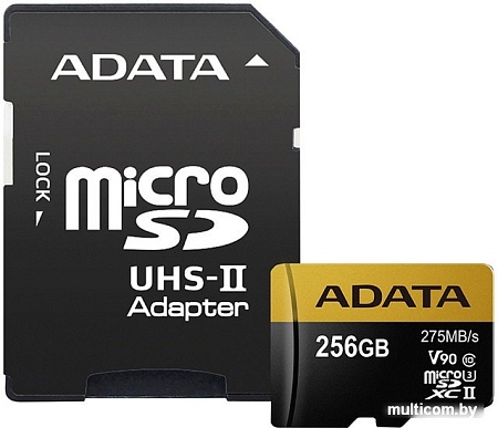 Карта памяти A-Data microSDXC UHS-II 256GB + адаптер [AUSDX256GUII3CL10-CA1]