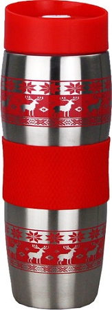 Термокружка Alpenkok AK-04022A Олени красные 0.4л (серебристый/красный)