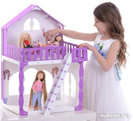 Кукольный домик Krasatoys Дом Марина с мебелью 000267 (белый/сиреневый)