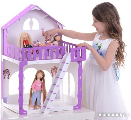Кукольный домик Krasatoys Дом Марина с мебелью 000267 (белый/сиреневый)