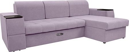 Диван Сириус Лидер-13 с оттоманкой ППУ 285x165 (Eva 13 велюр светло-фиолетовый)