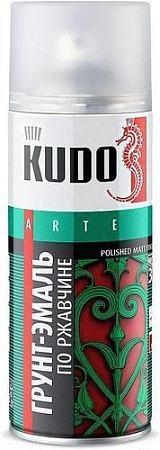 Эмаль Kudo По ржавчине RAL 3020 520 мл (красный)
