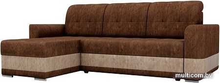 Угловой диван Mebelico Честер 61107 (левый, велюр, коричневый/бежевый)