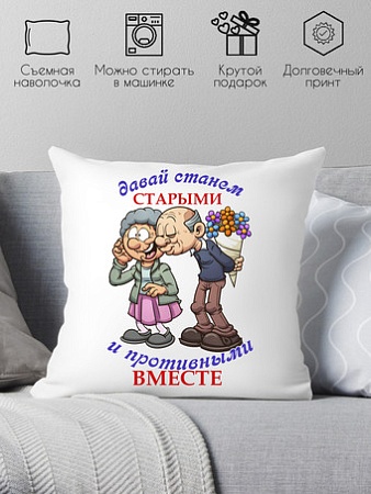 Декоративная подушка Print Style Давай станем старыми и противными вместе 40x40new14