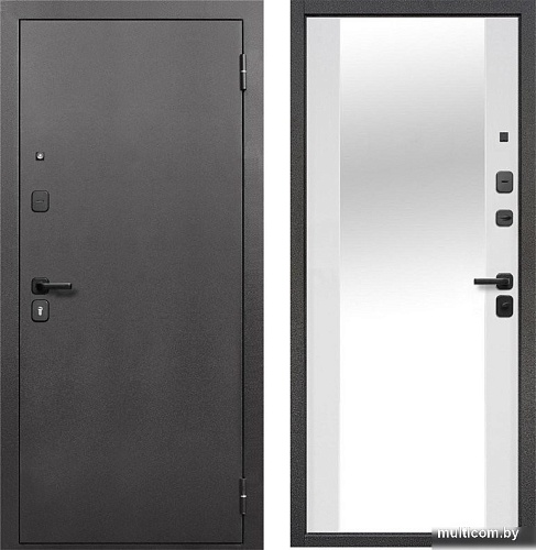 Металлическая дверь Guard Зеркало серебристый/белый матовый (86x205, правая)