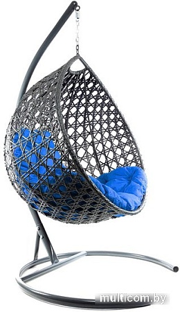 Подвесное кресло M-Group Капля Люкс 11030310 (серый ротанг/синяя подушка)