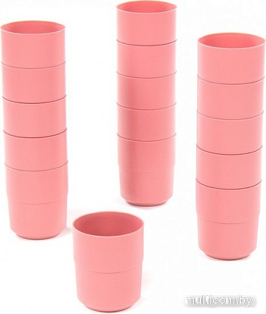 Набор стаканов для воды и напитков Полесье №3 74024 (16 шт, бледно-коралловый)