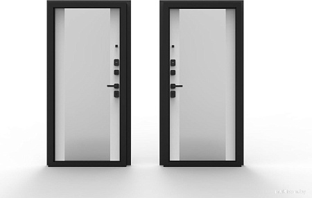 Металлическая дверь Guard Line зеркало графит/шагрень белая (86x205, правая)