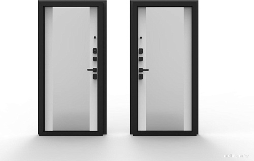 Металлическая дверь Guard Line зеркало графит/шагрень белая (86x205, правая)