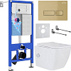 Унитаз подвесной Roxen Cube bidet в комплекте с инсталляцией StounFix Dual Fresh 6 в 1 968095 (кнопка: брашированное золото)
