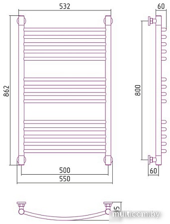 Полотенцесушитель Сунержа Богема+ выгнутая 800х500 03-0221-8050