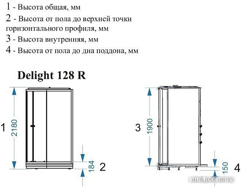 Душевая кабина Domani-Spa Delight 128 120x80 R (сатин-матированное стекло/белый)