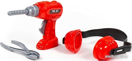 Набор инструментов игрушечных Полесье №21 91093 (шуруповерт, наушники, плоскогубцы)