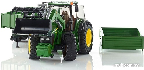 Bruder John Deere 7930 with frontloader and trailer 03055