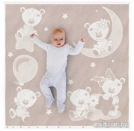 Полотенце Нордтекс Облачко Дружба мишек МХ42 100x100 (бежевый тауп/белый)