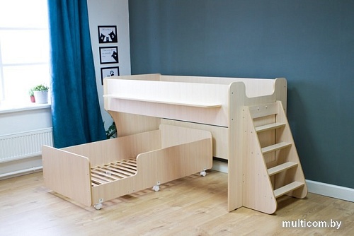 Двухъярусная кровать Красная звезда Р444 Капризун 7 160/180x80 (дуб млечный)