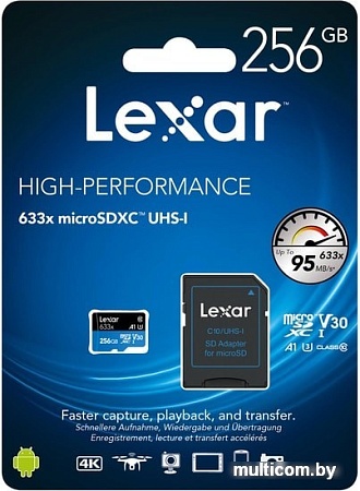 Карта памяти Lexar 633x microSDXC LSDMI256BB633A 256GB (с адаптером)