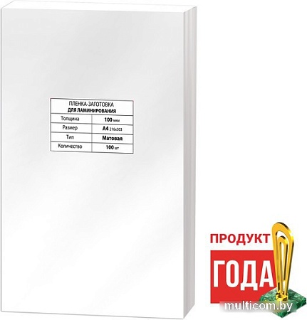 Пленка для ламинирования BRAUBERG Brauberg А4 100 мкм 100 шт 531780 (матовый, прозрачный)