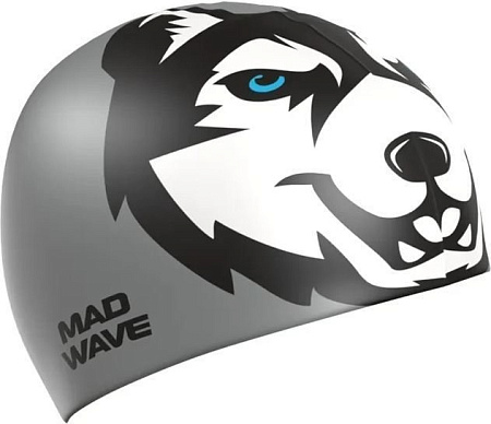 Шапочка для плавания Mad Wave Husky (серый)