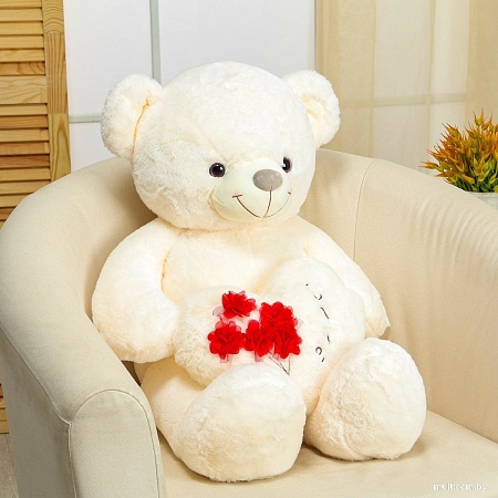 Классическая игрушка Sima-Land Мишка с сердцем 10719753 (белый)