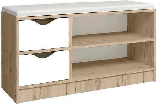 Банкетка Кимер Харис Тип 5 (дуб сонома/белый/кожзам белый)