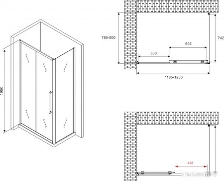 Душевой уголок Abber Schwarzer Diamant AG30120BMH-S80BM