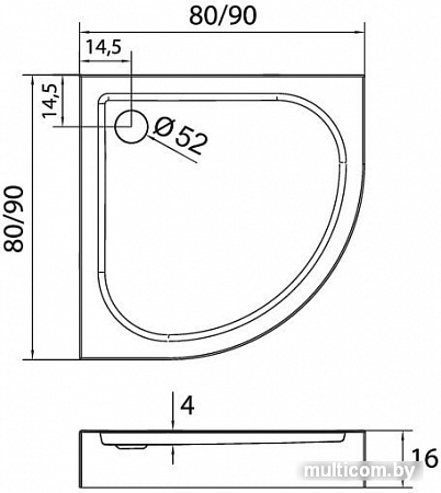 Душевой поддон NEW TRENDY Domio 90x90 BL-0008
