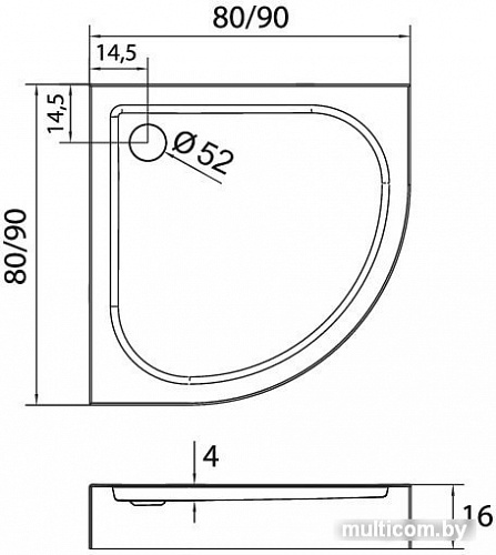 Душевой поддон NEW TRENDY Domio 90x90 BL-0008