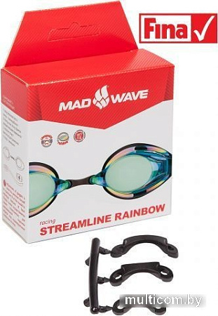 Очки для плавания Mad Wave Streamline Rainbow (бирюзовый)