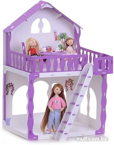 Кукольный домик Krasatoys Дом Марина с мебелью 000267 (белый/сиреневый)