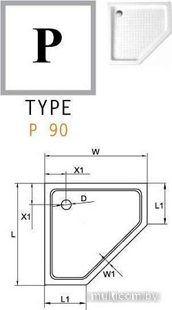 Душевой поддон Cezares 90x90 TRAY-A-P-90-15-W0 (без сифона)