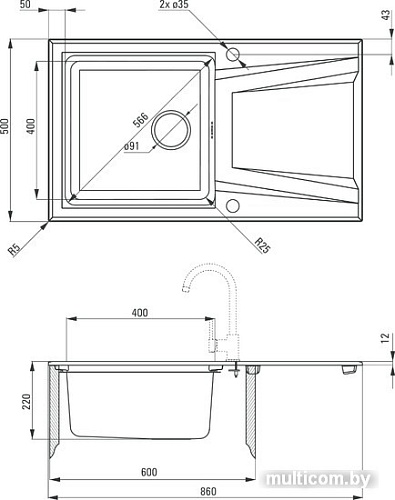 Кухонная мойка Deante Prime ZSR T113 (антрацит)
