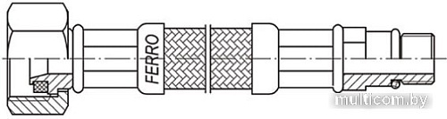 Гибкая подводка Ferro EPDM в стальной оплетке 1/2” - М10х1 короткий штуцер WBS84