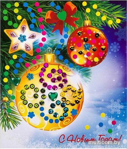 Набор для создания поделок/игрушек Bondibon Картина из пайеток и страз. Новогодняя открытка ВВ3015