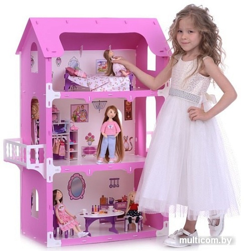 Кукольный домик Krasatoys Екатерина с мебелью 000263 (белый/розовый)