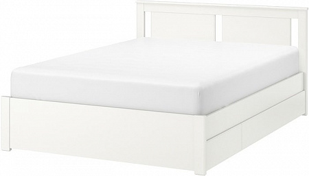 Кровать Ikea Сонгесанд 200x160 (два ящика, белый, Лурой) 092.412.55