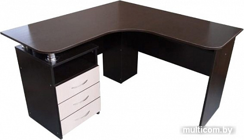 Компьютерный стол Компас мебель КС-003-23 (венге темный/дуб молочный)