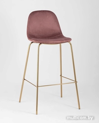 Стул Stool Group Валенсия велюр барный (пыльно-розовый) золотые ножки