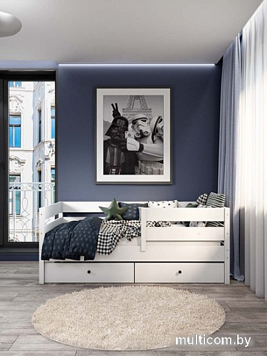 Кровать-тахта EcoWood Атланта 80x160 с ящиками ECO.001.00051.80-160.W