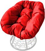 Кресло M-Group Пончик 12320106 (белый ротанг/красная подушка)